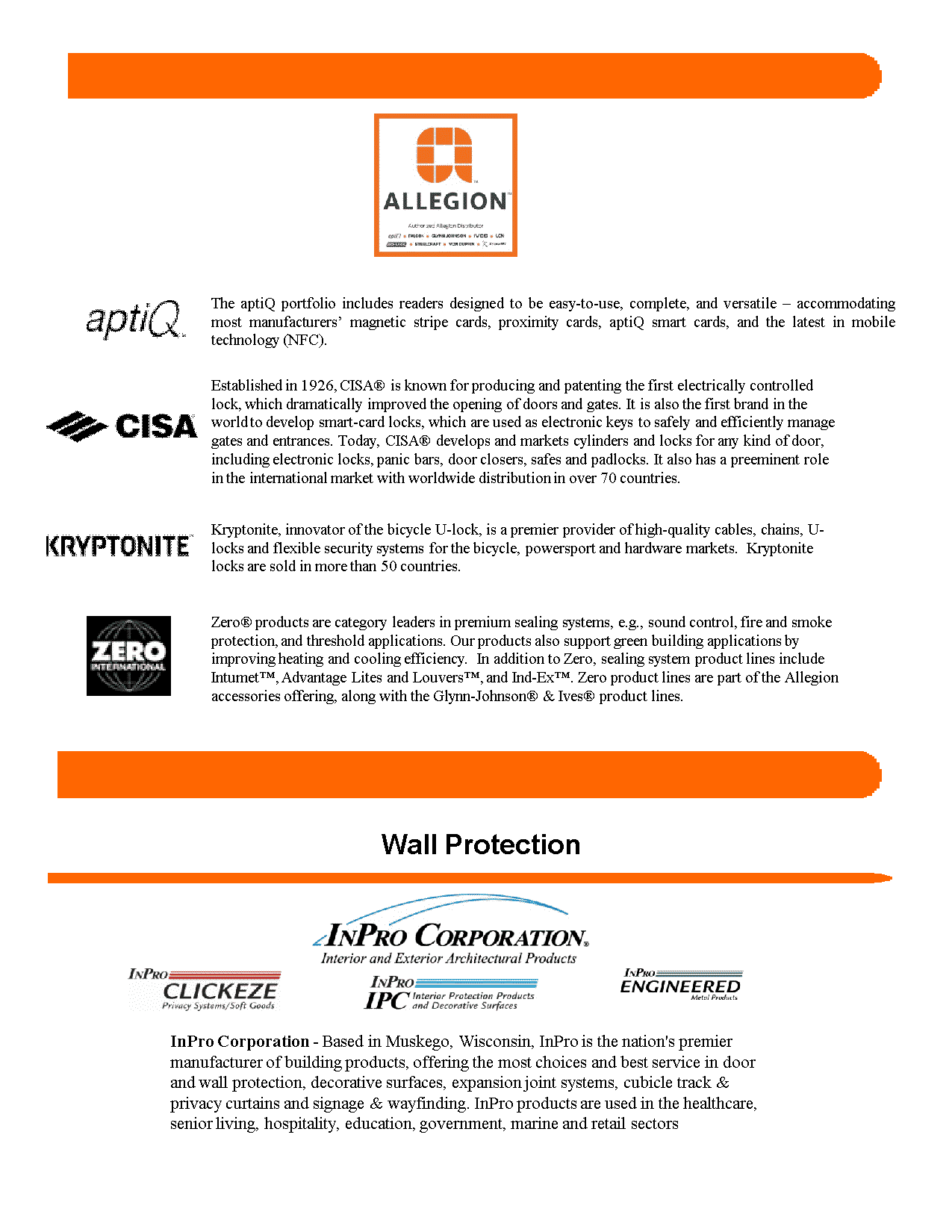 Door and Hardware Specialties Products Page